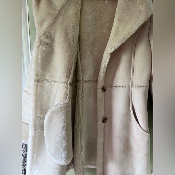 Vintage Y2K Boho Hippie Vegan Faux Fur Penny Lane Coat Brown Tan XS - Picture 4 of 8